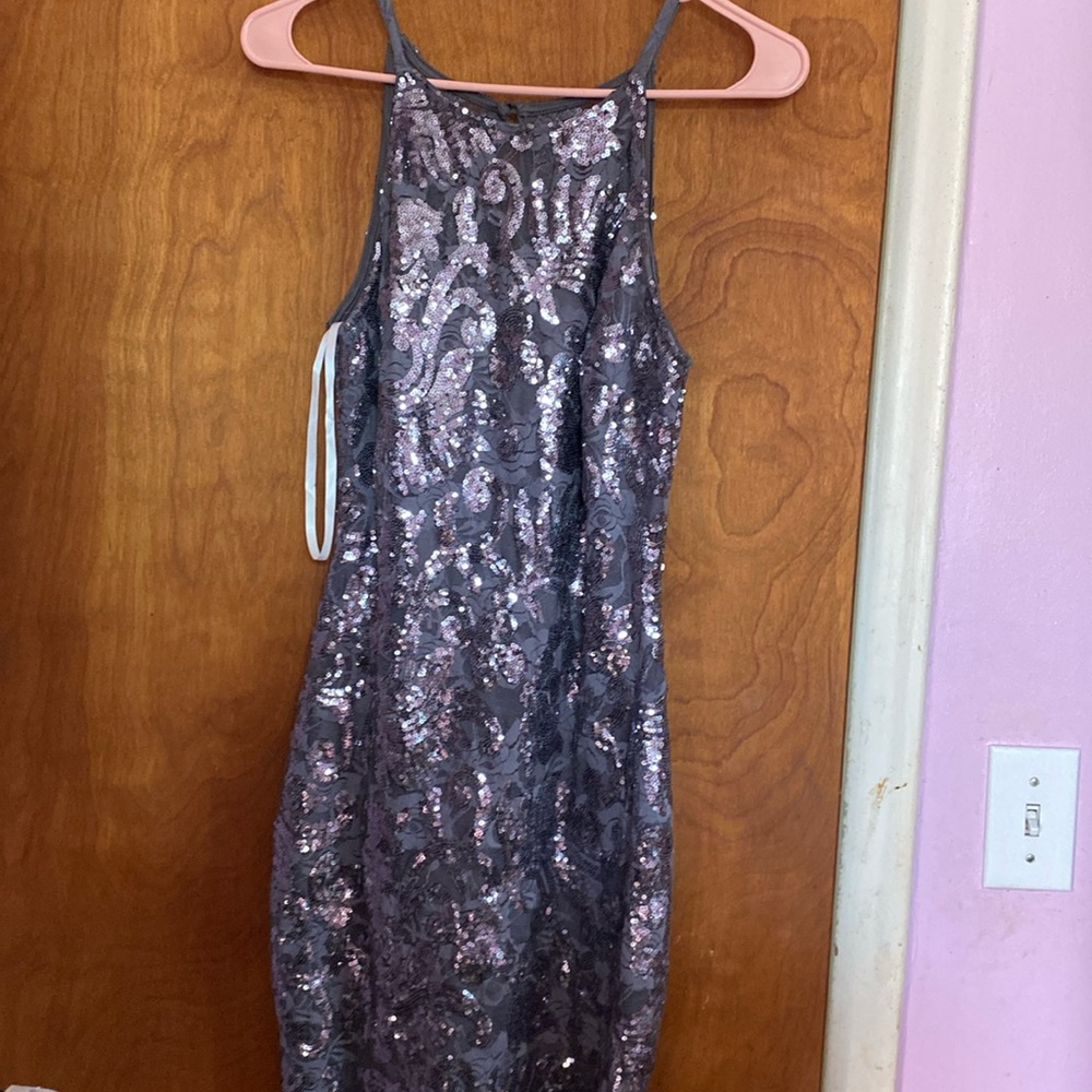 IN San Francisco gray/purple mid squence dress